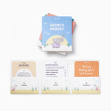 Educational cards on a white background with a growth mindset theme.